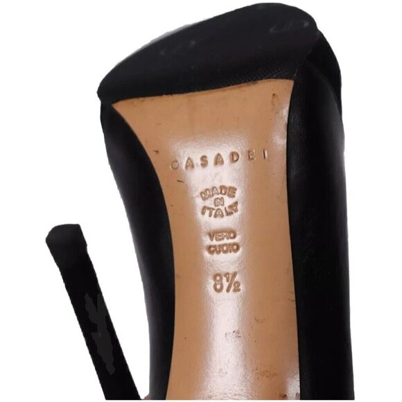 Casadei Women’s 8.5 Black Suede Leather Buckle Strap Pumps Shoes Stiletto Heels - Picture 5 of 8